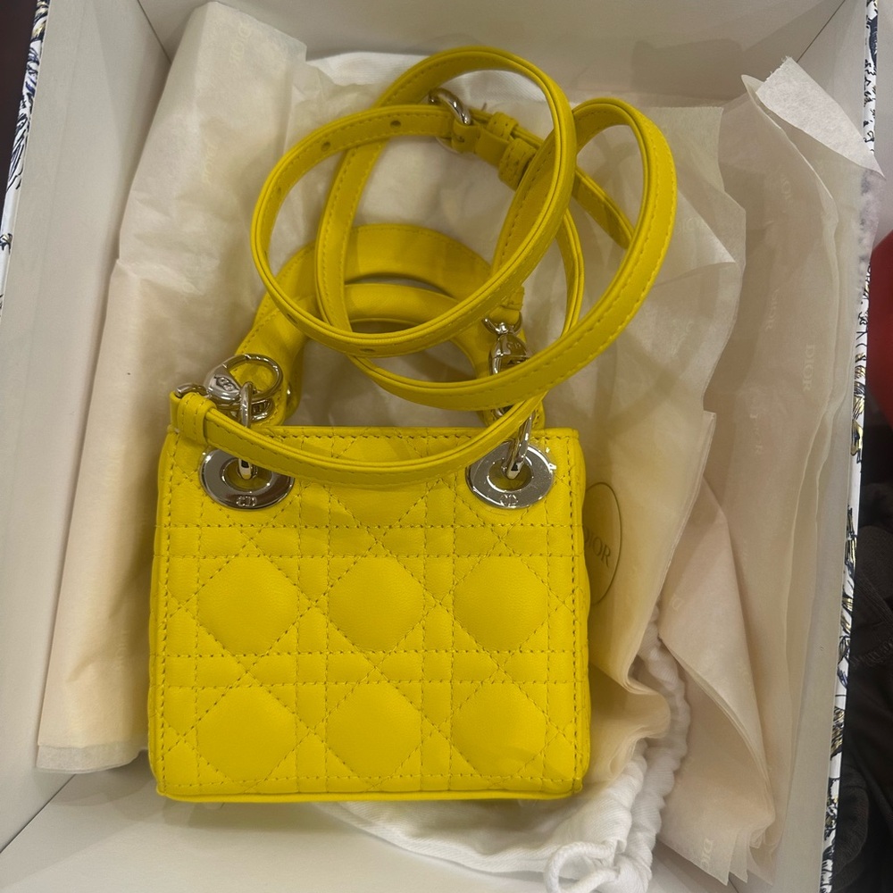 Dior Yellow Quilted Handbag - Picture 2 of 2